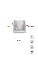 Luster 360° Rotating Ribbed Whiskey & Beverage Glasses - 160ml, Set of 2