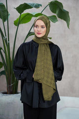 Neo Houndstooth Silky Jacquard Sjals - Khaki