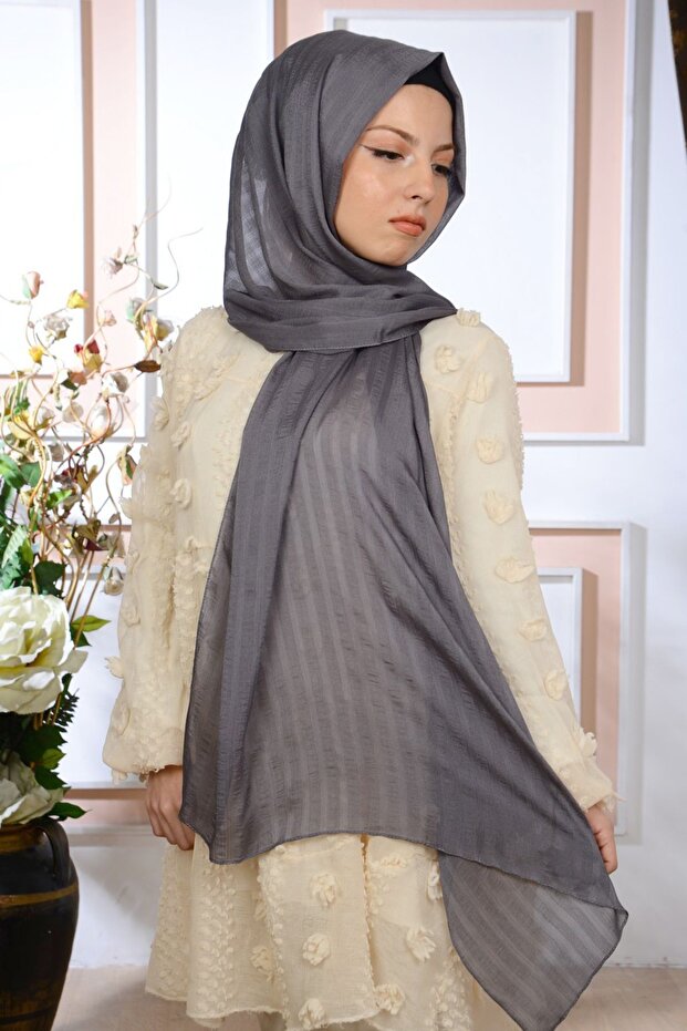 Shiny Striped Chiffon Shawl for Daily & Evening