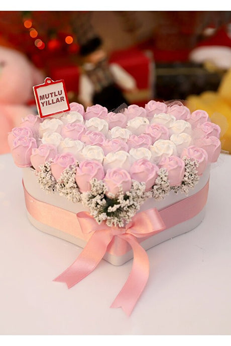 Heart-Shaped Scented Stone Rose Arrangement - Happy New Year Gift