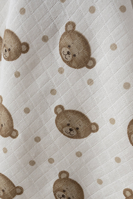 Teddy Bear Print 100% Cotton 6-Piece Muslin Newborn Hospital Set
