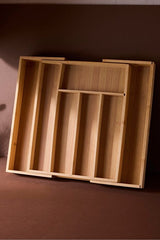 Adjustable Bamboo Drawer Organizer - Expandable Cutlery Tray