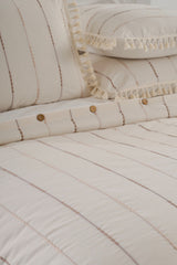 Double Cotton Duvet Cover Set - Buttoned & Tasseled