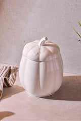 18 cm White Porcelain Pumpkin Decorative Storage Jar