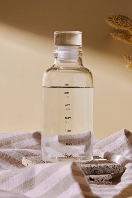 Borosilicate Glass Water Bottle - 350ml Hydration Tracker