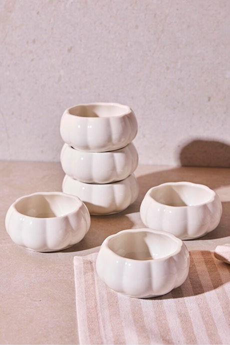 Pumpkin Shaped Ceramic Snack & Sauce Bowls - Set of 6