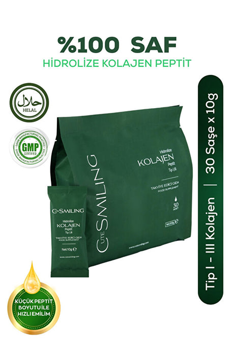 Hydrolyzed Collagen Peptides - 30x10g Sachets for Fast Absorption