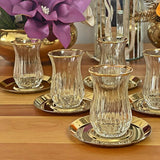 P&ora Premium Echo Gold Rimmed Glass Tea Set - 12 Piece