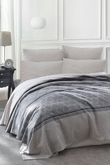 Printed Pique Set - Double, 4-Piece, 100% Cotton Grey