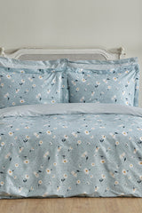 Daisy 100% Cotton Double Duvet Cover Set - Mint Blue