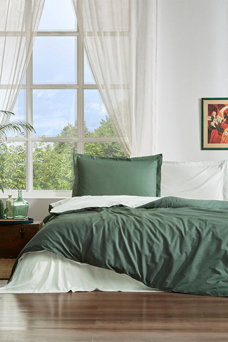 Colourist Emerald Green Ranforce Double Duvet Cover Set