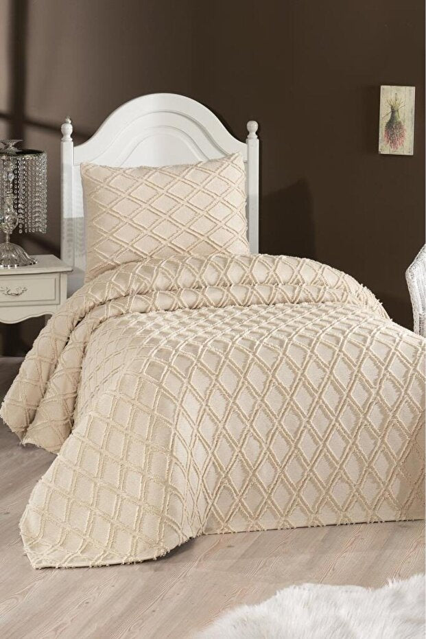 Beige Single Pique Bedding Set - 2 Pieces