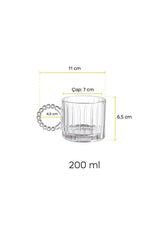 Elegant 6-Piece Glass Tea Cup Set - 200ml with Ergonomic Handles