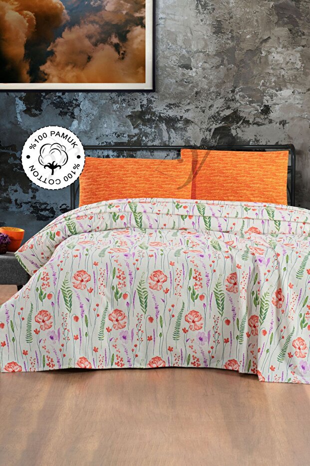 100% Cotton Double Bedspread - Spring Floral Print