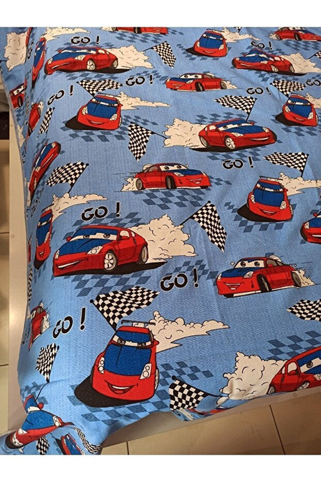 مفرش أطفال بيكيه قطن 100% بتصميم سيارة - مقاس مفرد 150x240 سم