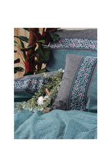 Folk Art Double Duvet Cover Set - 100% Cotton, Erna Petrol