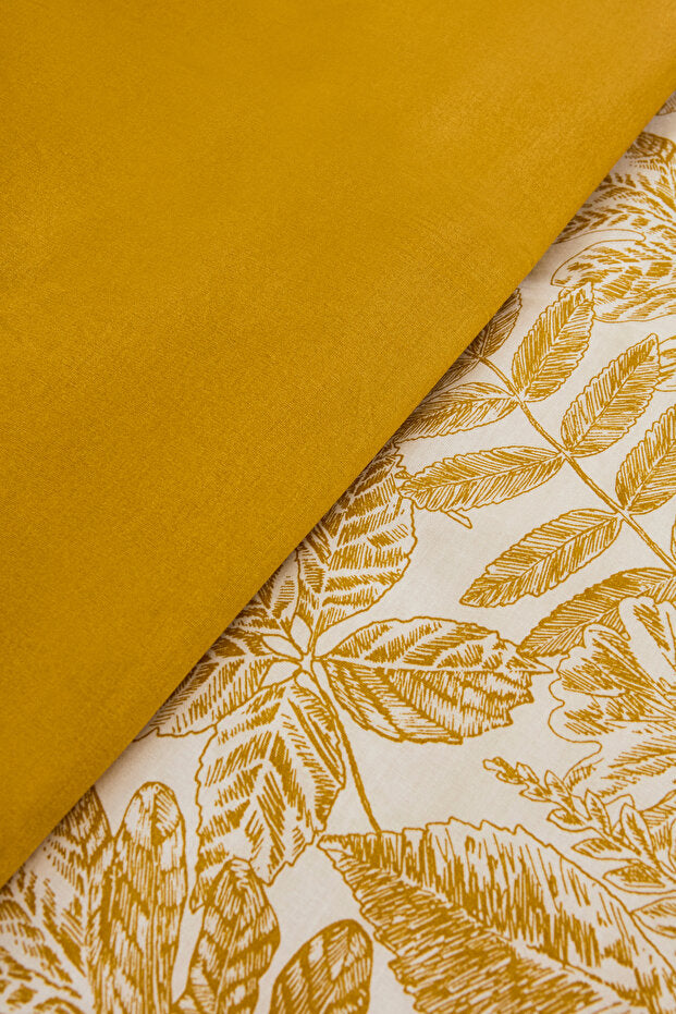 Orla 100% Cotton Double Duvet Cover Set - Yellow Pattern