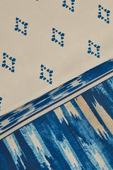 Venos Double Duvet Cover Set - 100% Cotton Blue Ikat