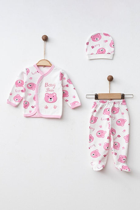 Newborn Baby Bear 3-Piece Outfit Set - 0-3 Months Cotton