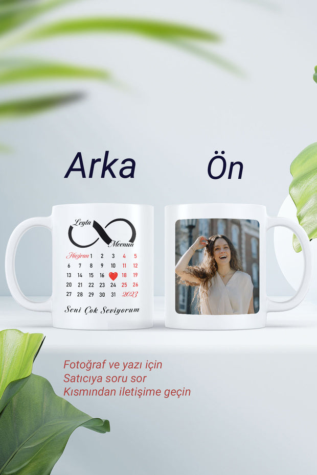 Personalized Photo & Date Porcelain Mug - Custom Name & Message Gift