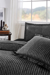 Noir Single 3-Piece Striped 100% Cotton Duvet Cover Set