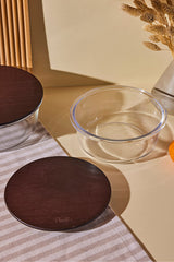 970ml Round Glass Storage Jar - Airtight Wooden Lid
