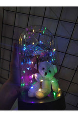 LED Light-Up Eternity Rose & Teddy Bear Dome - Romantic Gift