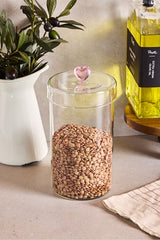 Elegant Borosilicate Glass Storage Jar - 1150ml with Heart Lid