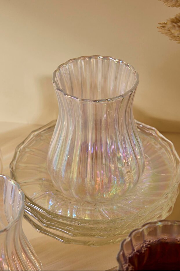 Luster Borosilicate Glass Tea Set - 12 Pieces, 170ml