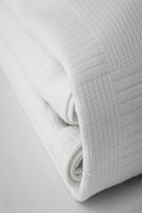 White Checkered Double Pike Blanket - 200x230 cm Cotton Blend