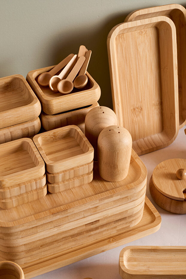 67-Piece Bamboo Breakfast Set - Natural & Modern Design for 6