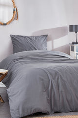 Grey 100% Cotton Single Size Duvet Cover Set