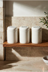 Porcelain Round Spice Jar Set with Lids - 3 Pieces
