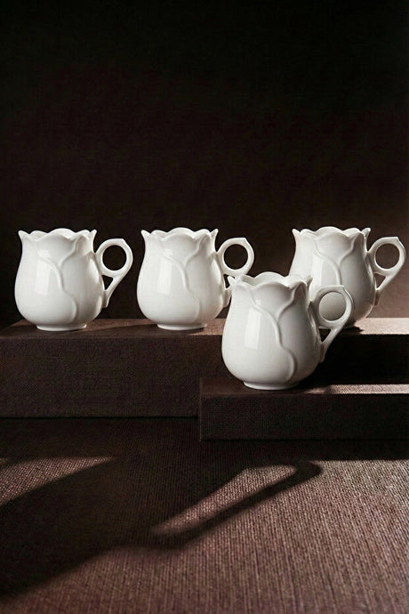 Pure Rose 4-Piece Pure White Porcelain 230ml Mug Set