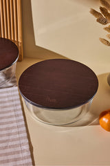 1300ml Round Glass Storage Jar with Wooden Lid
