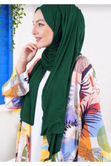 Women's Emerald Green Jersey Shawl - Soft & Elegant