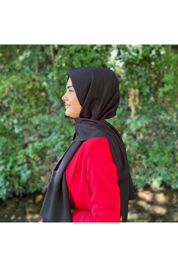 Women's Black Plain Cotton Shawl