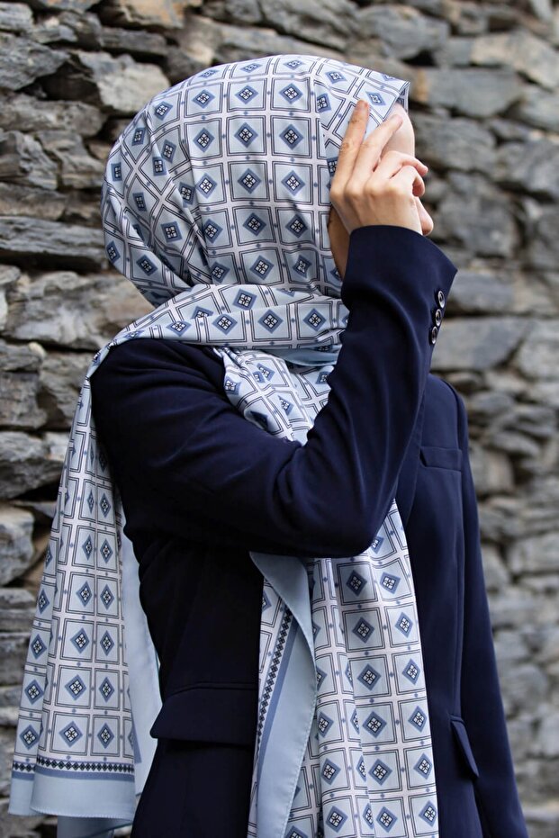 Luxury Medina Silk Shawl - Baby Blue