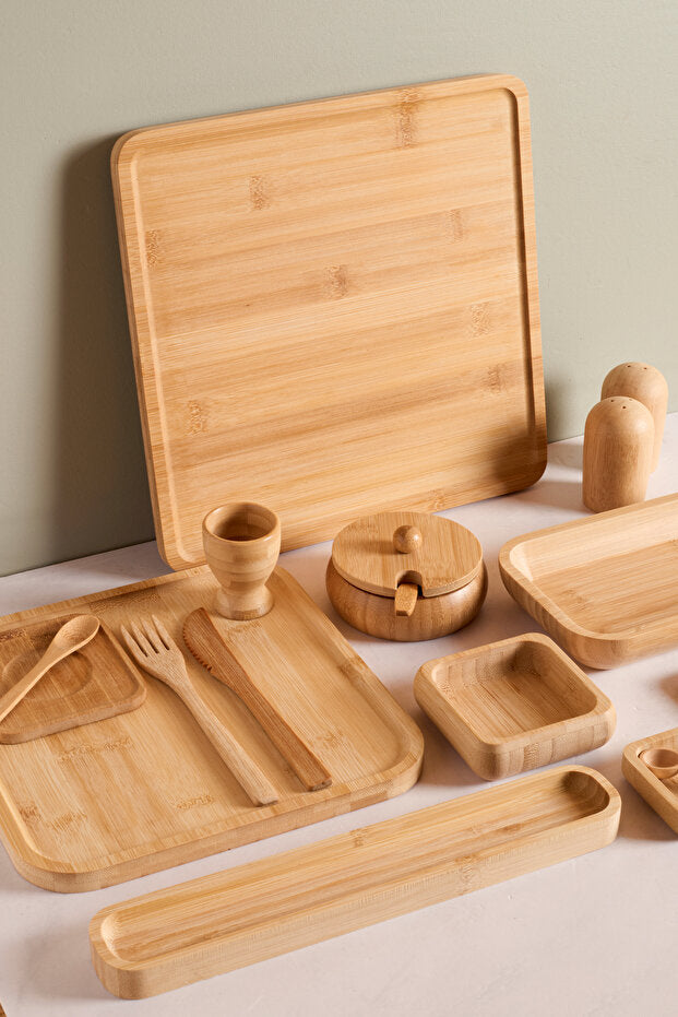 67-Piece Bamboo Breakfast Set - Natural & Modern Design for 6