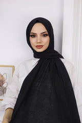 Women's Black Bamboo Crinkle Shawl
