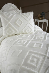 Samira Single Pique Set - 2-Piece Cream with Diamond Pattern