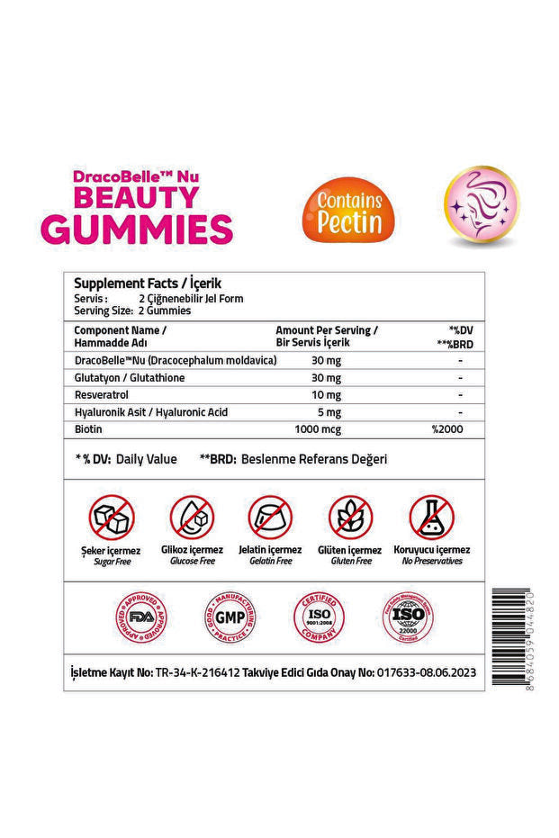 Collagen Boost Dracobelle Nu Beauty Gummis - 60 Stück