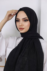 Women's Black Bamboo Crinkle Shawl
