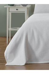 100% Organic Cotton Waffle Pique Bedspread - 160x230 cm