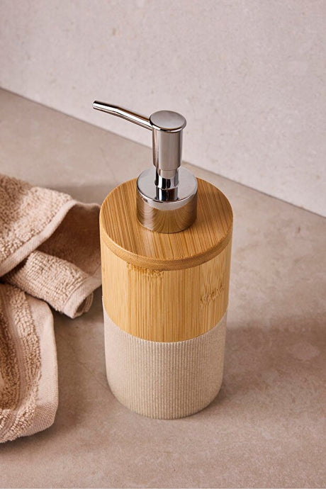 Stone Line Bamboo Liquid Soap Dispenser - Modern Bathroom Decor