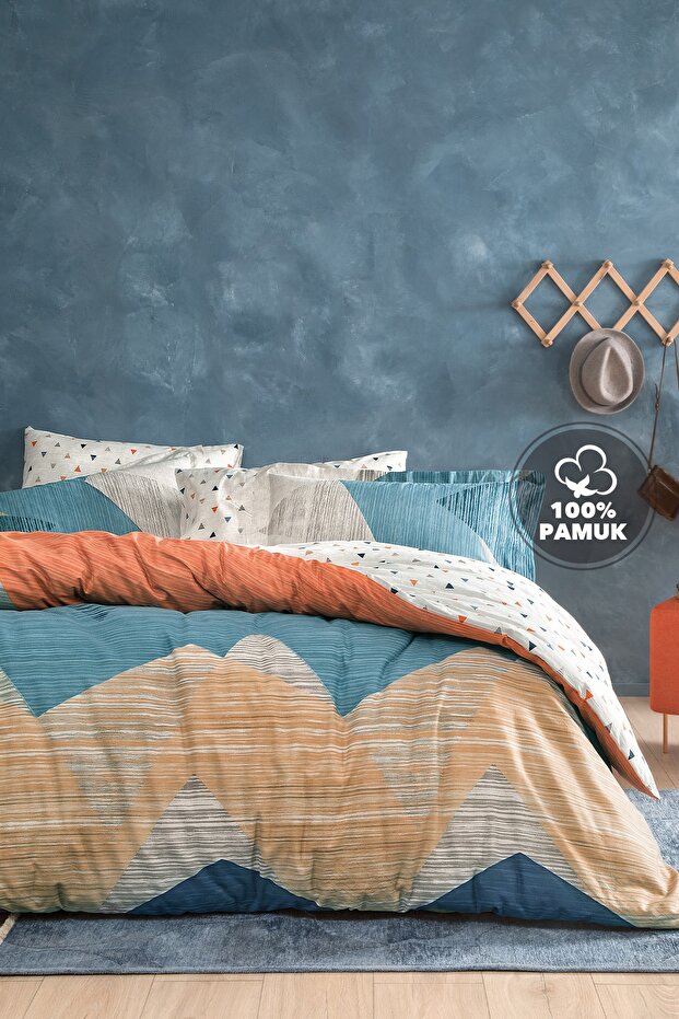 Aden Ranforce Single Duvet Cover Set - Geometric, 100% Cotton