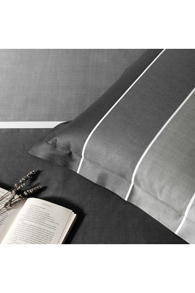 Hazel Satin Double Duvet Cover Set - Anthracite, 100% Cotton