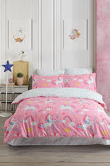 Unicorn 100% Cotton Double Duvet Cover Set - Magical Glow