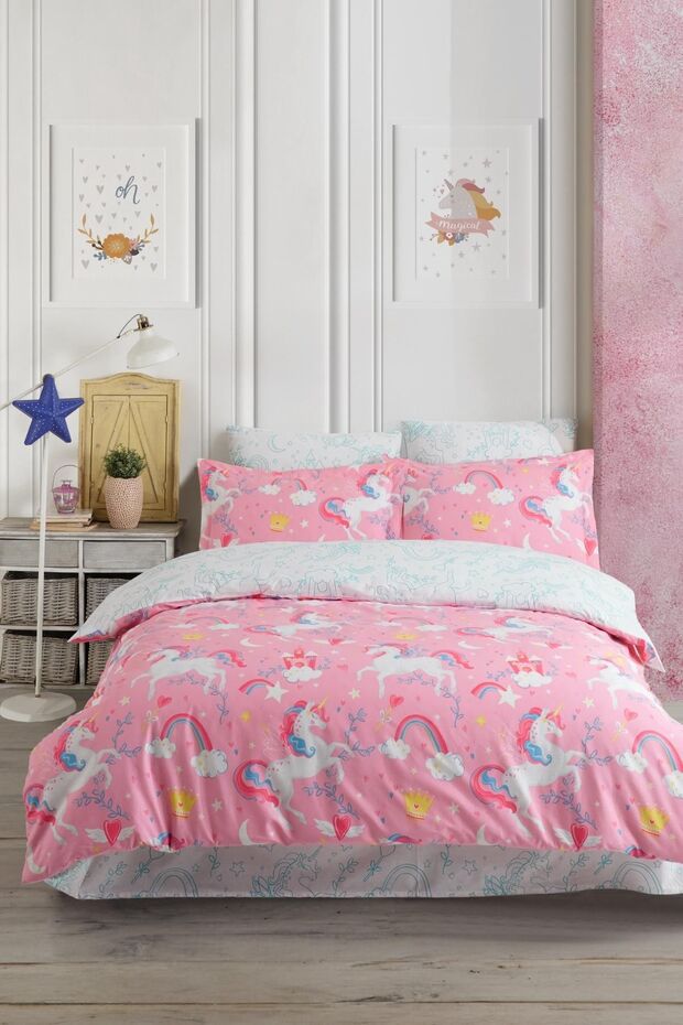 Unicorn 100% Cotton Double Duvet Cover Set - Magical Glow