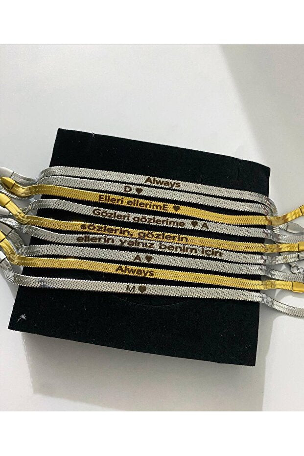 Couple's Personalized Italian Snake Chain Bracelets - Custom Engraving